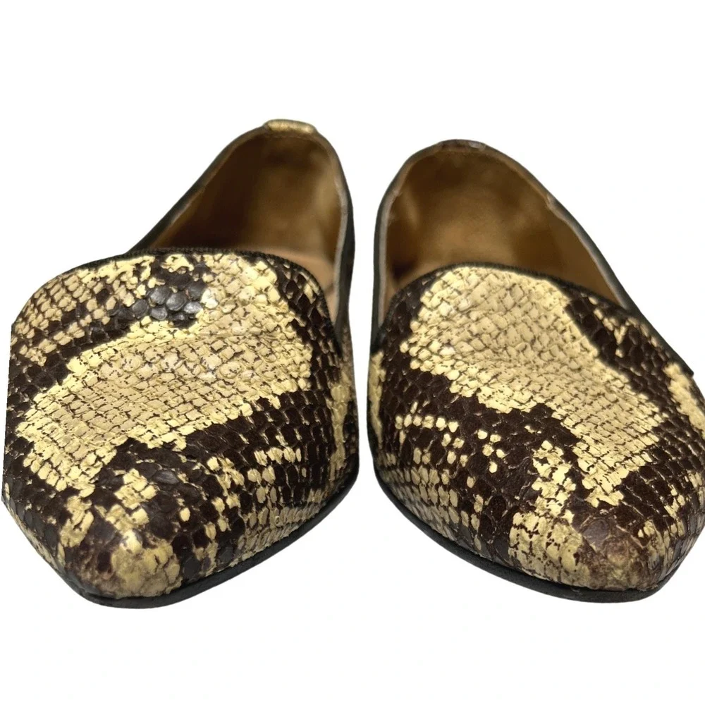 Italian Snakeskin Pointed Toe Loafers Leather Flats Mercanti Fiorentini 8